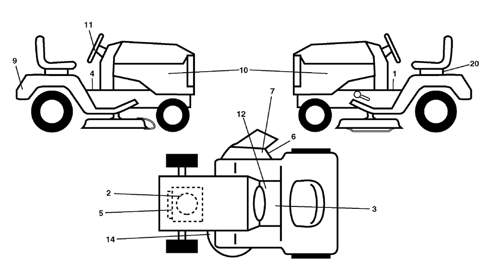 Decal Group (7800736decal) Diagram and Parts List for 7800736-96042010200 2011 Briggs and Stratton Lawn Tractor
